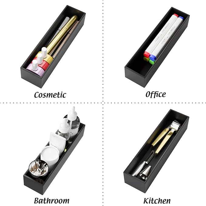 Black Bamboo Drawer Organizer - Silverware&Utensil Holder Organizer for Kitchen Drawers, Multi-Use Drawer Dividers Boxes for Bathroom Counter，Cabinet, Garage, Office Desk, Makeup, Jewelry (12"3"2.5")-Ruum Studio Home
