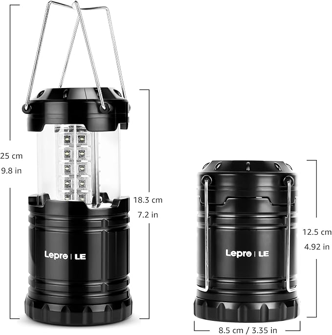 Lepro LED Camping Lanterns Battery Powered, Collapsible, IPX4 Water Resistant, Outdoor Portable Lights for Emergency, Hurricane, Storms and Outages-Ruum Studio Home