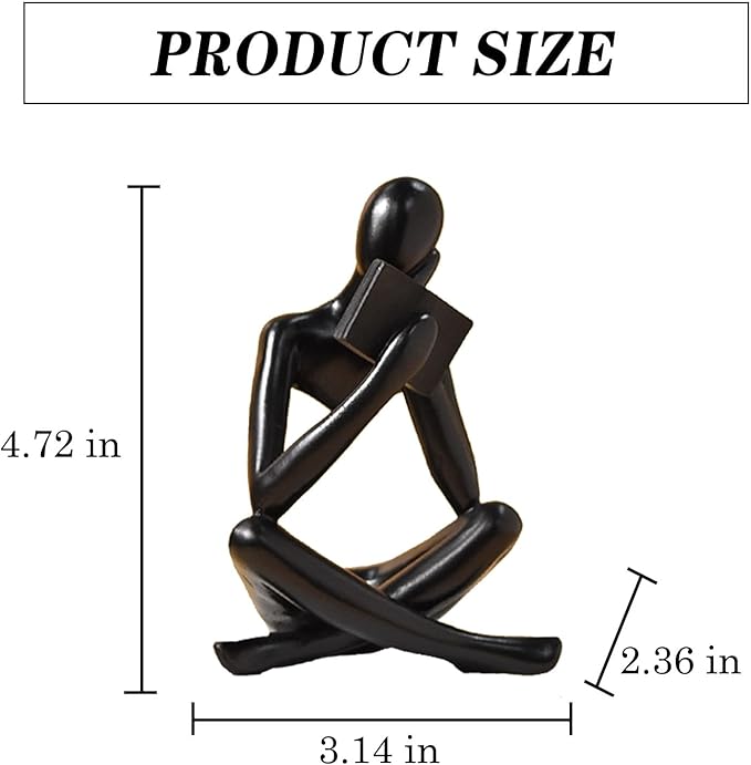 Bookshelf Decor Thinker Statue - Abstract Style Thinker Sculptures Modern Aesthetic Figurine Decoration Statues for Home Decor-Right Thinking-Black-Ruum Studio Home