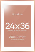 Homeforia 24 x 36 Poster Frame Rose Gold, Premium 24x36 Puzzle Frame Metal Matted to 20x30 Photo, 36 x 24 Picture Frame with Mat for 20 x 30 Photo, Tempered Glass, Wall Hook Included, Set of 1-Ruum Studio Home