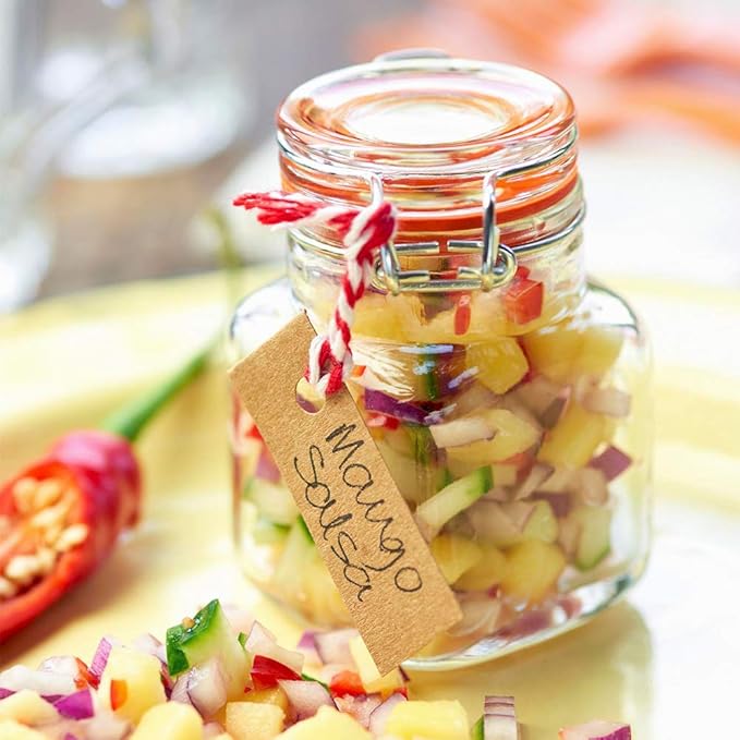 Spice Jars, 24 Pack 4oz Small Glass Jars with Airtight Hinged Lid, With 24 Spice Labels & Silicone Funnels, Airtight Glass Jars for Spices, Condiments Herb Seasoning Art Craft Storage-Ruum Studio Home