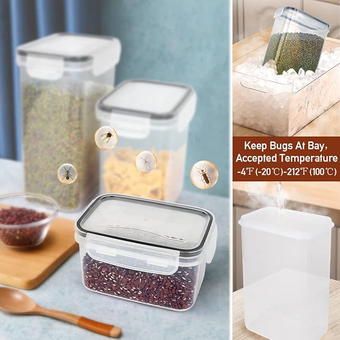 64 PCS Airtight Food Storage Containers With Lids BPA Free,6 Pack With Pouring Spout Cereal Containers Storage for Kitchen Pantry Organization and Storage,Dishwasher safe,Labels Marker-Ruum Studio Home