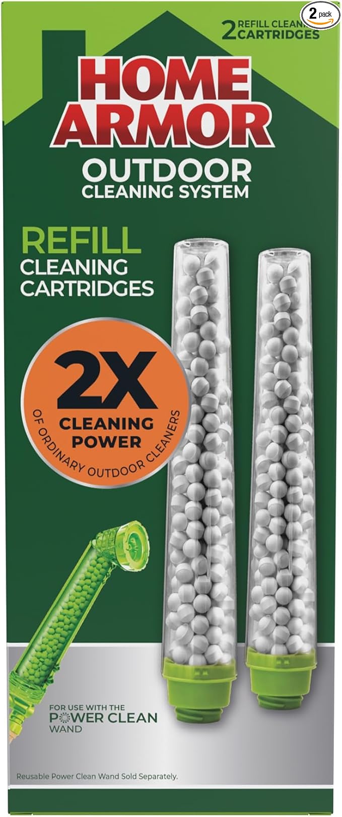 Home Armor Refill Cleaning Cartridge, 2 Pack, For Use with the Power Clean Wand, 2X Cleaning Power of Ordinary Outdoor Cleaners, Single Use Cartridge-Ruum Studio Home