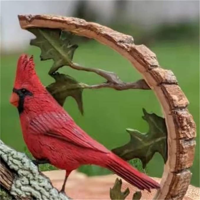 Cardinal Wood Carving - Handmade 'Cardinals Appear When Angels are Near', Unique Original Art Carving Work Statue Decor Small Animal Sculpture Art Wood Miniature-Ruum Studio Home