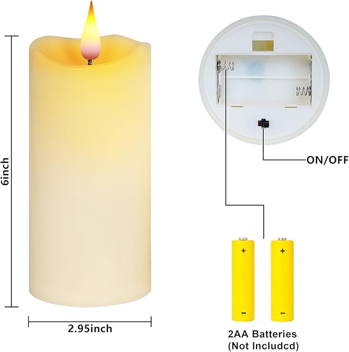 Aignis Indoor Flameless LED Candles Battery Operated with Remote Timer and Unique Double-Color Flame for Home/Wedding/Holiday Decor, Set of 2(D 2.95" x H 6")-Ruum Studio Home