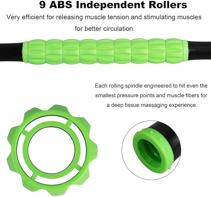 Yansyi Muscle Roller Stick for Athletes - Body Massage Roller Stick - Release Myofascial Trigger Points Reduce Muscle Soreness Tightness Leg Cramps & Back Pain for Physical Therapy & Recovery (Green)-Ruum Studio Home