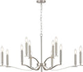 12 Light Nickel Living Room Chandelier High Ceiling Foyer Candle Chandelier Large Modern 44in Metal Chandeliers Hanging Light for Master Bedroom Dining Room Light Fixture Over Table-Ruum Studio Home