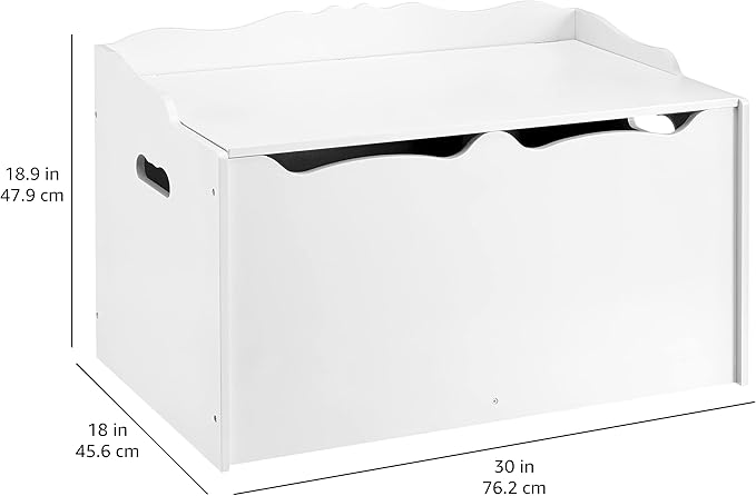 Amazon Basics Kids Toy Box, Wooden Organizer Storage Chest,White, 30" x 18" x 19"-Ruum Studio Home