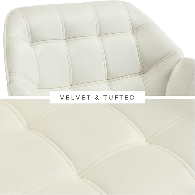 Modern Velvet Accent Chair with Ottoman Set of 2, Upholstered Lounge Chair with Footrest, Comfy Living Room Chair with Gold Legs Accent Side Chair Armchair for Small Space Bedroom, Beige-Ruum Studio Home