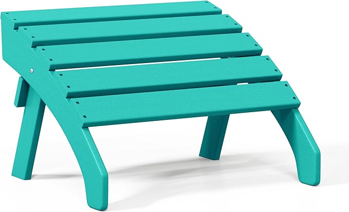 WestinTrends Dylan Outdoor Patio HDPE Adirondack Ottoman Footrest, Turquoise-Ruum Studio Home
