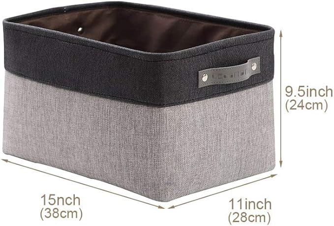 DECOMOMO Storage Baskets for Shelves - Fabric Closet Organizers and Storage Bins, Perfect Baskets for Organizing Closet Toys Nursery (Grey and Black, Large - 4 Pack)-Ruum Studio Home