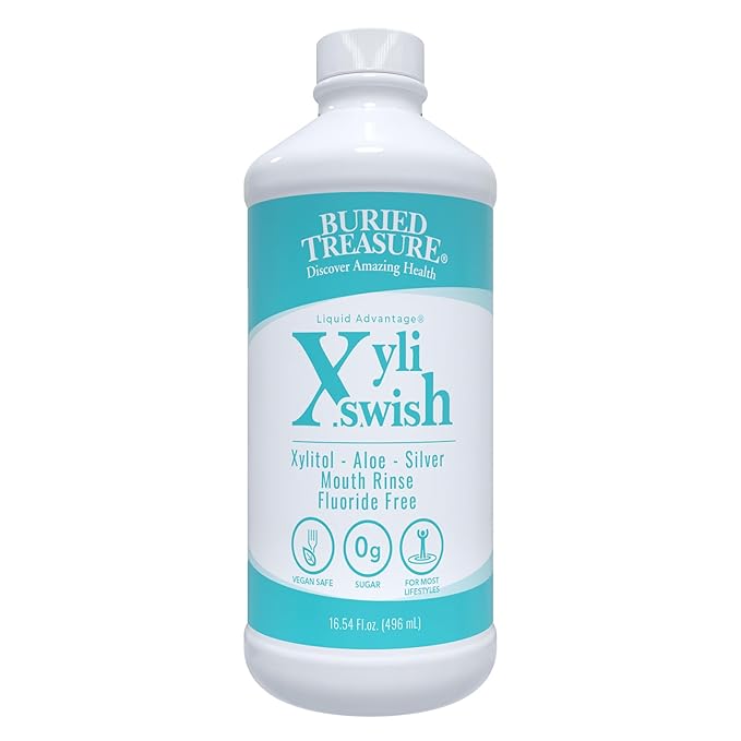 Xyli Swish - All Natural Formulated Nano Silver, Xylitol & Aloe Mouthwash - Alcohol and Fluoride Free - Oral Rinse to Fight Bad Breath & Dry Mouth - Peppermint Flavor - 16oz.-Ruum Studio Home