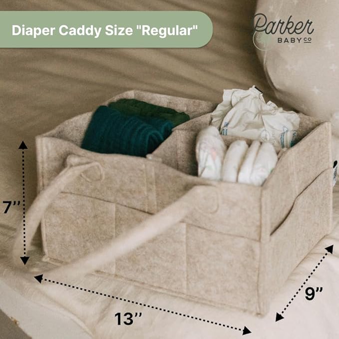 Parker Baby Diaper Caddy - Nursery Storage Bin and Car Organizer for Diapers and Baby Wipes - Oatmeal, Regular-Ruum Studio Home