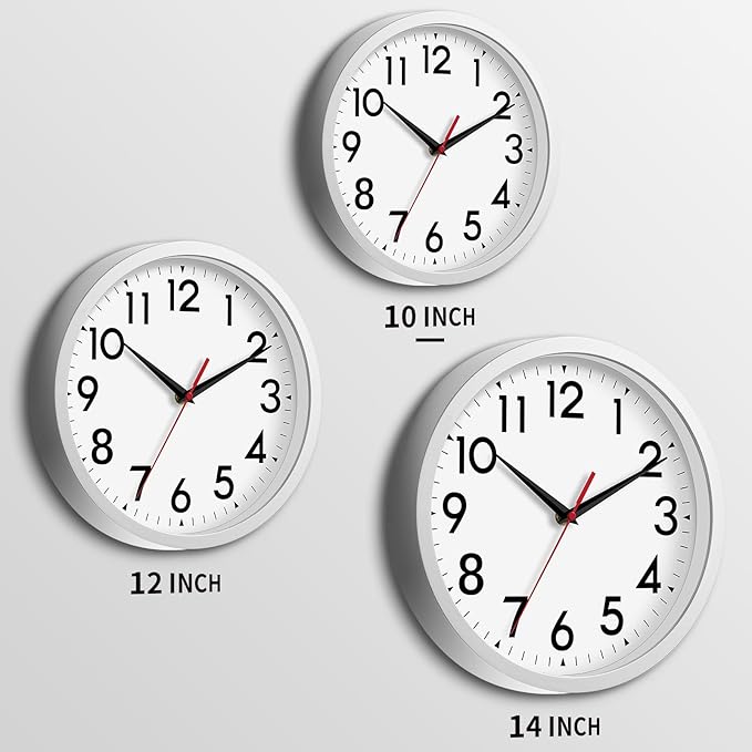 Wall Clock Modern Battery Operated 10 Inch Simpel Silent Non Ticking Decorative for Kitchen Office Outdoor Bedroom Living Room School Classroom(Silver)-Ruum Studio Home