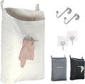 The Fine Living Co. Hanging Laundry Hamper with Over Door Hooks & Adhesive, Durable Space Saving Laundry Bag with Zipper and Wide Open Top, Hanging Dorm Laundry Hamper 18"x4.75"x28" (Beige-L)-Ruum Studio Home