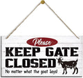 Warning Signs, Keep Gate Closed Goat Sign, Decorative Wood Hanging Wood Plaque, Warning Animal Goat Sign, Funny Novelty Caution Goat Sign for Farm Fence Decor, Farmhouse Home Decor, Gate Sign-Ruum Studio Home