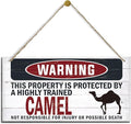 Warning Sign, Camel Warning Wood Plaque Sign, Funny Door Signs, Decorative Wood Hanging Suspension Plaque, Farmhouse Wooden Wall Decor, Outdoor Hanging Wooden Signs-Ruum Studio Home