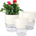 Vanavazon 6 Inch Self Watering Planter Pots for Indoor Plants, 3 Pack African Violet Pots with Wick Rope-White-Ruum Studio Home