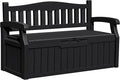 Greesum 80 Gallon Outdoor Storage Bench, Resin Patio Furniture with Armrest,Waterproof and UV-Resistant, Perfect to Garden, Poolside and Lawn, Dark Black-Ruum Studio Home
