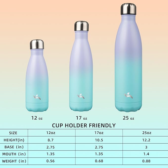 Insulated Water Bottles,12 oz Double Wall Stainless Steel Vacumm Metal Flask for Sports Travel,Lavender Green-Ruum Studio Home