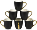 vicrays Coffee Mug Set, 11 Ounce, Set of 6, Ceramic Mug for Men, Women, Unique Glazed Mugs with Handle for Coffee, Tea, Milk, Cocoa, Cereal(Black with Golden)-Ruum Studio Home