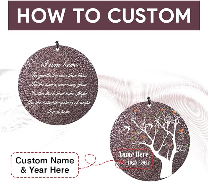 Personalized Wind Chimes, Sympathy Wind Chime Life Tree, Memorial Gifts Wind Chimes, in Loving Memory for Loss of Loved Dad/Mom, Commemorative Bereavement Condolences Gifts for Funeral-Ruum Studio Home