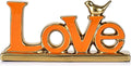 Love Sign Decoration,Orange and Gold Love Signs for Home Decor,Gold Bird Sculpture Personalized Love Decor,Gold Style Figurine Decorative Ornaments for Living Room,Bedroom,Cabinets (Love, Orange)-Ruum Studio Home