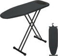 Ironing Board 43x13 with Iron Rest, RAINHOL Compact Iron Board Full Size with Thick Cover and Pad, Easy Storage Hanger with Heat-Resistant Silicone Pad, Space Saving and Height Adjustable, Black-Ruum Studio Home