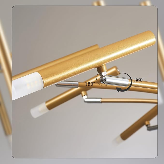 Gold Modern Chandelier 39.4" Large Chandelier Lighting Adjustable Ceiling Pendant Light 12 Light Pendant Light Fixtures for Living Room Dining Room Foyer-Ruum Studio Home