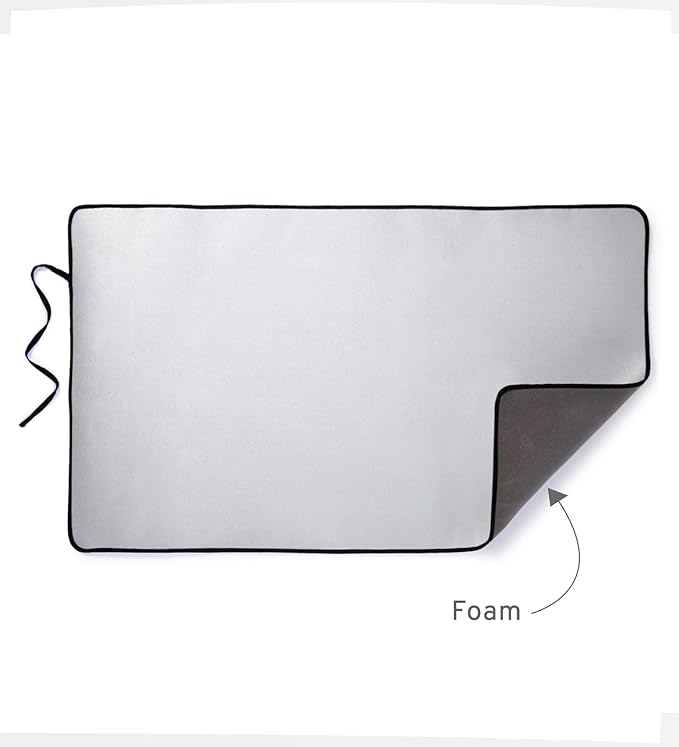 Encasa XO Ironing Mat/Pad - Metallic Silver (Large 48"x28") with 5mm Foam Padding & Silicone Iron Rest for Steam Pressing on Tabletop or Bed - Heat Reflective, Portable, Quilting-Ruum Studio Home