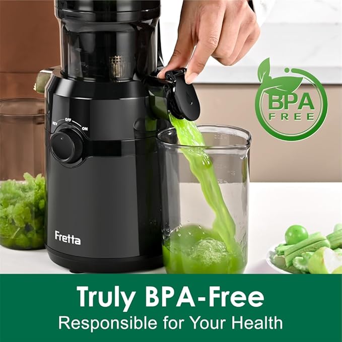 Cold Press Juicer Machines Slow Masticating Juicer Machines with 1.1 L Large Feed Chute Fit Whole Fruits and Vegetables Easy Clean Self Feeding,High Juice Yield,BPA Free (Ink-black)-Ruum Studio Home