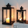 DECORKEY Large Lantern Decorative Outdoor & Indoor, Set of 2 (14’’&10’’) Metal Candle Lanterns Decor, Vintage Hanging Candle Holder for Front Porch Patio Wedding Farmhouse Home, Spring Decoration-Ruum Studio Home