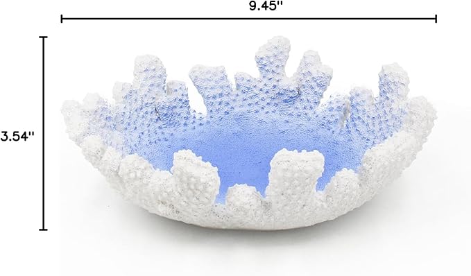 Santorini Blue Coral reef Textured Decorative Bowl,9.45" Medium Resin Decorative Centerpiece Bowl for Coastal Beach theme house table centerpiece decorations & Nautical decorations for coffee table-Ruum Studio Home