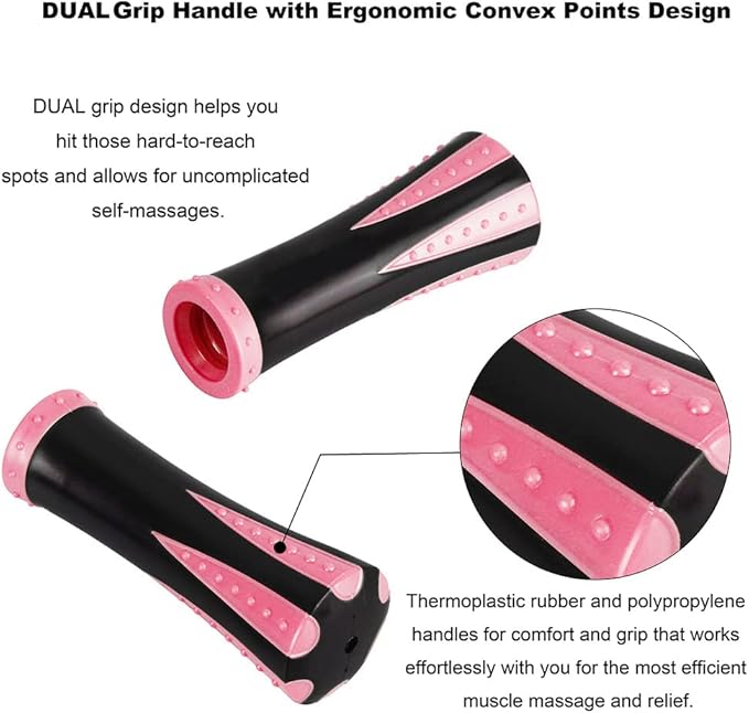 Yansyi Muscle Roller Stick for Athletes - Body Massage Roller Stick - Release Myofascial Trigger Points Reduce Muscle Soreness Tightness Leg Cramps & Back Pain for Physical Therapy & Recovery (Pink)-Ruum Studio Home