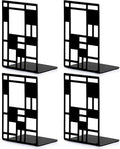 Book Ends, Bookends, Book Ends for Shelves, Bookends for Heavy Books, Book Divider Decorative Holder, Metal Heavy Duty Bookend Black 2 Pair, Abstract Art Desgin Book Stopper Supports for Office, Home-Ruum Studio Home