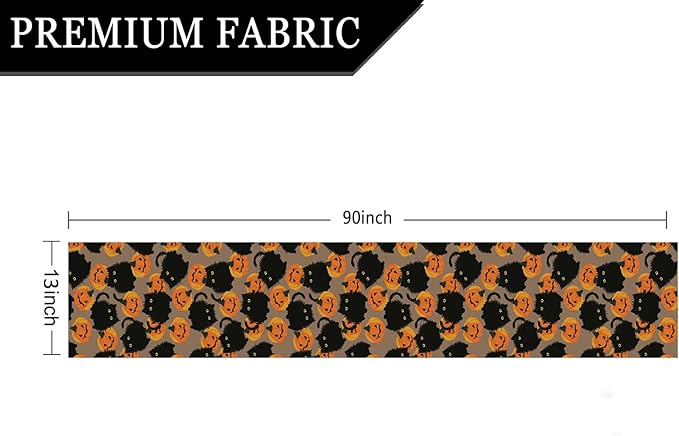 Halloween Table Runner Black Cat Pumpkins Seasonal Kitchen Dining Table Home Outdoor Party Decorations 13x90 Inch-Ruum Studio Home