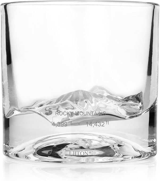 Rocky Mountains Heavy Crystal Whiskey Glasses Gift Set of 2, Thick Freezable Bourbon Glass 1lb Each, Premium Whiskey Gifts for Men, Frozen Crystal Chills Cocktails, 10 oz-Ruum Studio Home