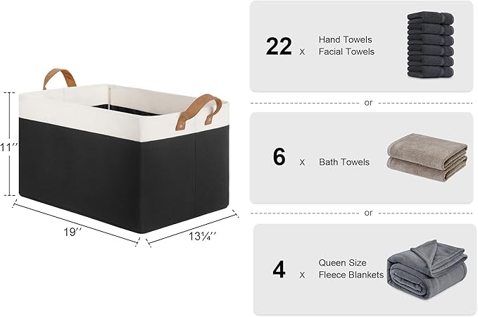 StorageWorks Storage Bins, Fabric Storage Bins for Shelves, Extra Large Storage Baskets with Metal Frame, Closet Baskets and Bins with Handles, Jumbo, Black and White, 2-Pack-Ruum Studio Home