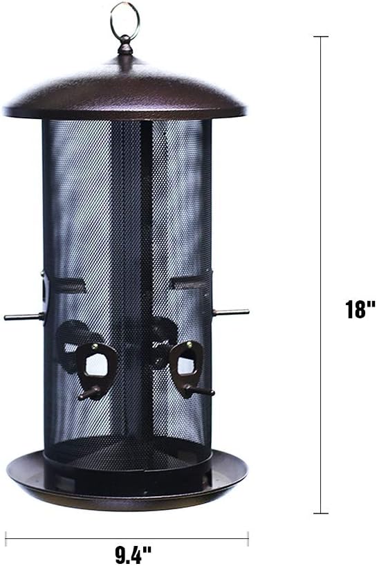 Nature's Rhythm Metal Hopper Bird Feeder, Dual Seed Compartments, 10 Feeding Ports, Holds 10lbs Seed, Attracts Cardinals, Titmice, Nuthatches-Ruum Studio Home