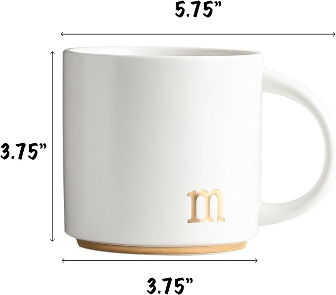COLLECTIVE HOME - Monogram Ceramic Mugs, 15 oz Golden Initial Coffee Cups, Elegant Alphabet Tea Mugs, Elegant Personalized Mug with Gift Box, Luxurious Cups for Office and Home (m)-Ruum Studio Home