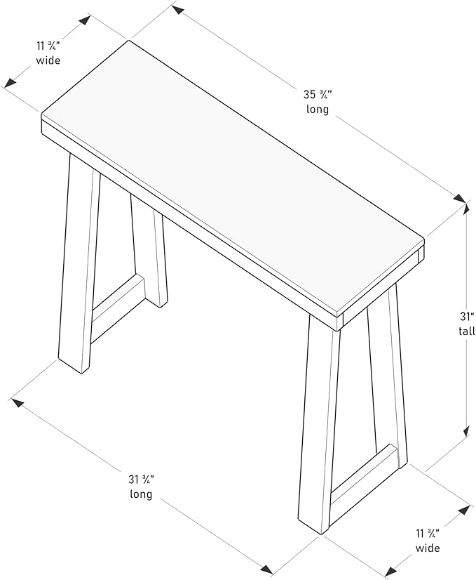 Plank+Beam Solid Wood Console Table, 36 Inch, Sofa Table, Narrow Entryway Table for Hallway, Behind The Couch, Living Room, Foyer, Easy Assembly, White-Ruum Studio Home
