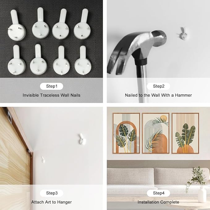 KAIRNE Boho Canvas Wall Art,Tropical Palm Leaf Wall Decor,Mid-Century Geometric Illustrations Set of 3(16”X24”),Abstract Line Pictures,Modern Botanical Prints for Living Room Bedroom Dining Room Decor-Ruum Studio Home