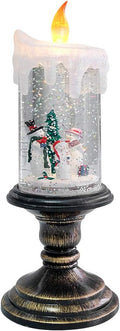 Eldnacele Christmas Snow Globe Candle Battery Operated Lighted Flameless Candles Light Swirling Water Glittering Spinning Candles for Home Decoration(Snowmen Family)-Ruum Studio Home