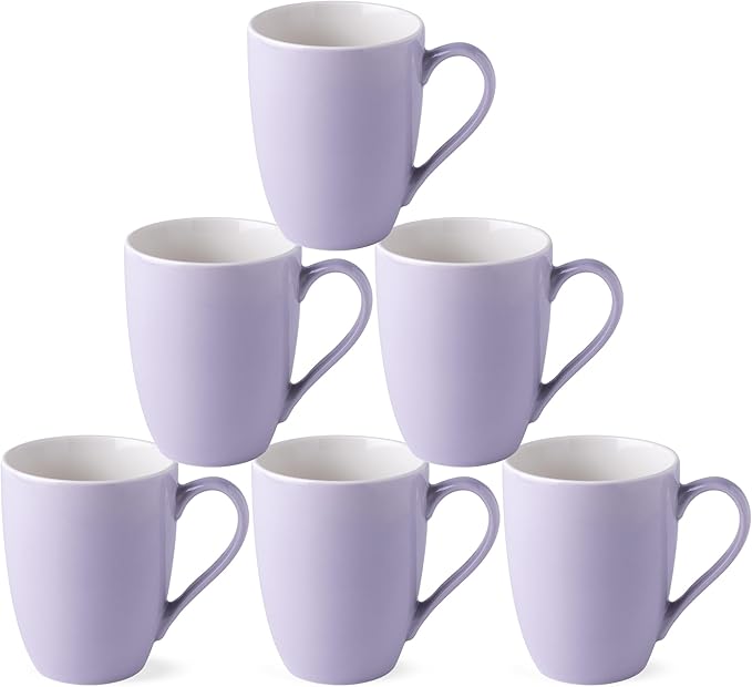 GBHOME 16oz Coffee Mugs Set of 6, Large Ceramic Coffee Mugs for Man, Woman, Dad, Mom, Modern Coffee Mugs Set with handle for Tea/Latte/Cappuccino/Milk/Cocoa. Dishwasher&Microwave Safe,Puple-Ruum Studio Home