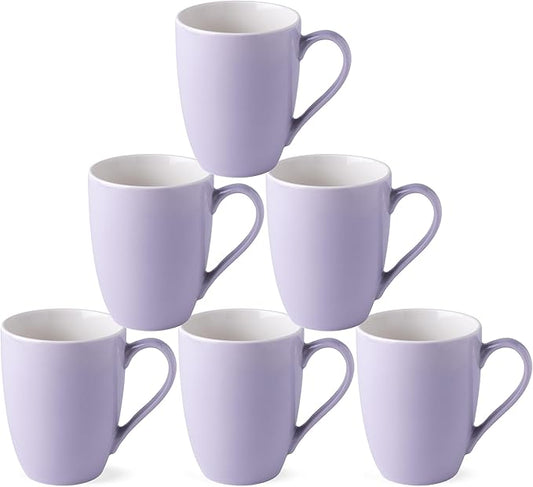 GBHOME 16oz Coffee Mugs Set of 6, Large Ceramic Coffee Mugs for Man, Woman, Dad, Mom, Modern Coffee Mugs Set with handle for Tea/Latte/Cappuccino/Milk/Cocoa. Dishwasher&Microwave Safe,Puple-Ruum Studio Home