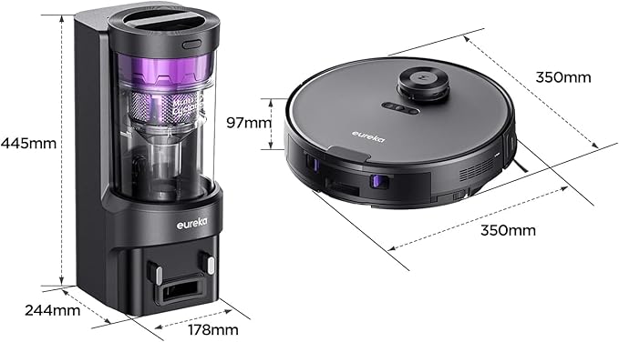 Eureka Robot Vacuum with Bagless Self Emptying Station, Robotic Vacuum Cleaner, 45-Day Capacity, 3000Pa Suction, LiDAR Navigation, NER E10s BK-Ruum Studio Home