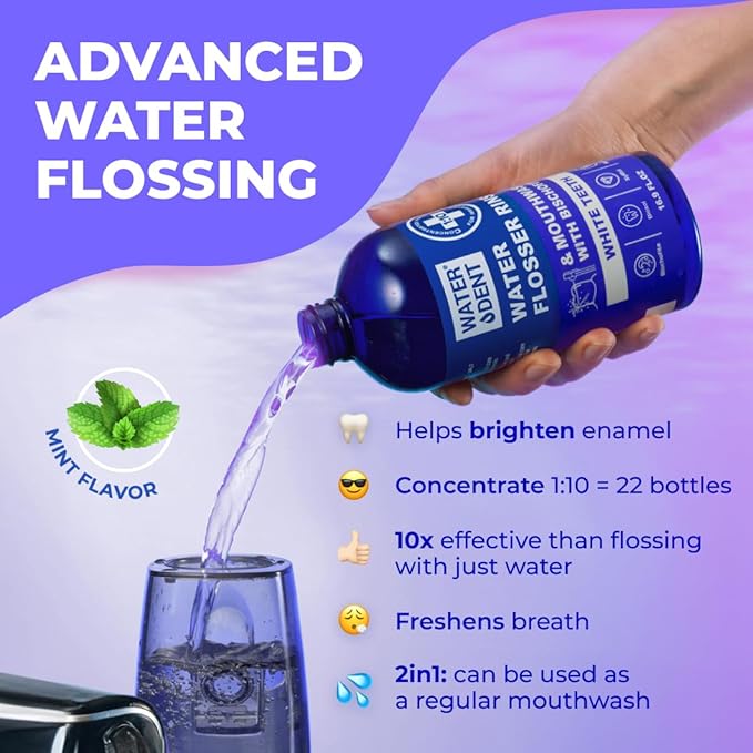 Concentrated Water flosser Rinse & mouthwash Teeth WHITENING | Add to Water Flossers| Fruit Flavor | 1 Pack = 16.9 fl.oz | Peroxide Free. Made in USA-Ruum Studio Home