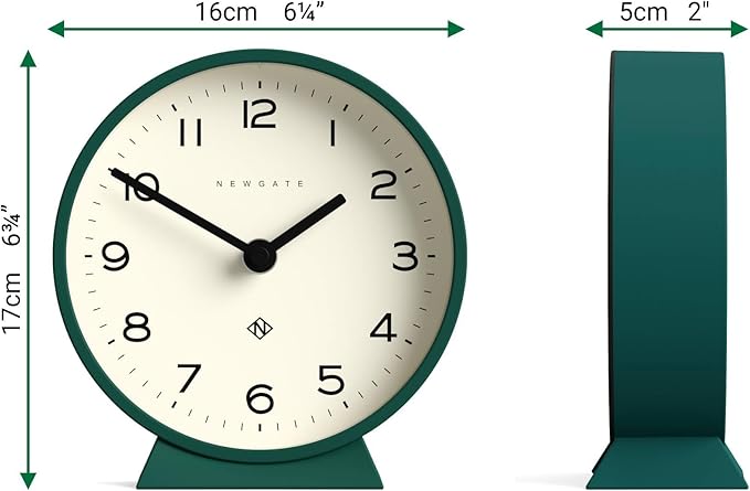 NEWGATE® M Mantel Echo Desk Clock | Modern Round Design | Eden Green | Easy to Read Numbers | Contemporary Style for Desk, Table, Shelf or Bedside-Ruum Studio Home