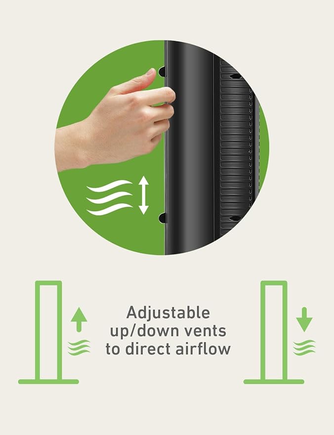 Holmes 31" Manual Tower Fan, 70° Oscillation, 3 Speeds, 2-Hour Auto Shut-Off Timer, Adjustable Vents, Compact and Slim Profile, Carry Handle, Ideal for Cooling your Home, Bedroom or Office, Black-Ruum Studio Home