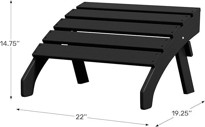 WestinTrends Dylan Outdoor Patio HDPE Adirondack Ottoman Footrest, Black-Ruum Studio Home